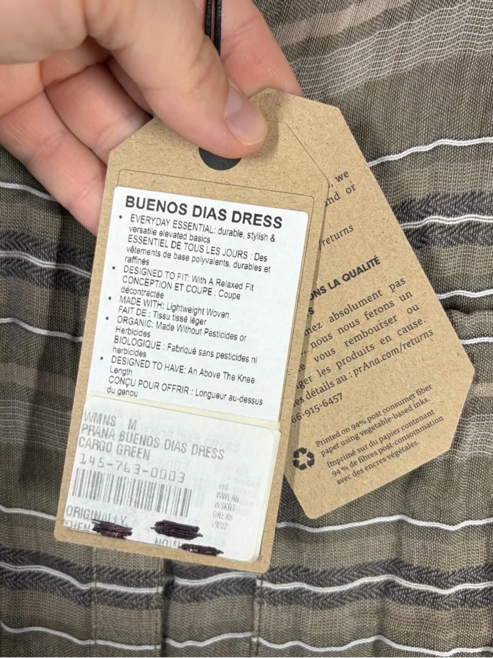 Prana Striped Sleeveless Shirt Dress in Taupe and Light Gray